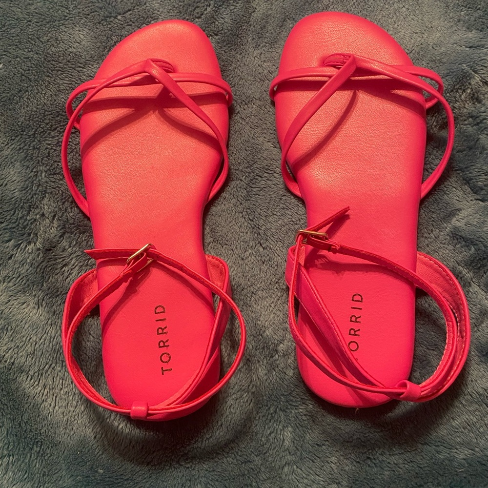 Torrid hot pink strap sandals